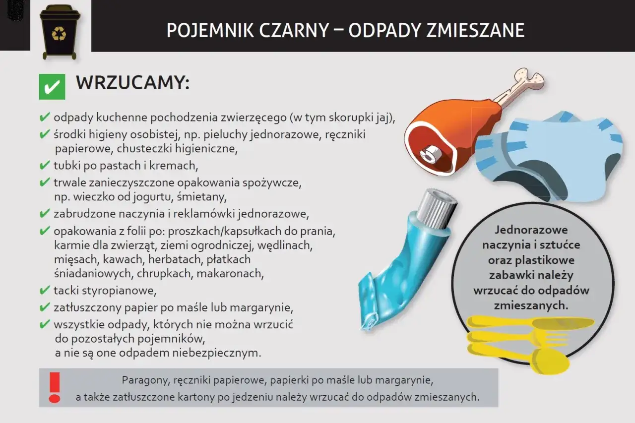 Zdjęcie Co wrzucamy do czarnego pojemnika na śmieci? Unikaj tych błędów